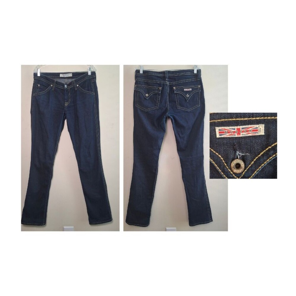 Hudson Vintage Revival Jeans USA Blue Dark Wash Women 31 Flap Pocket Straight